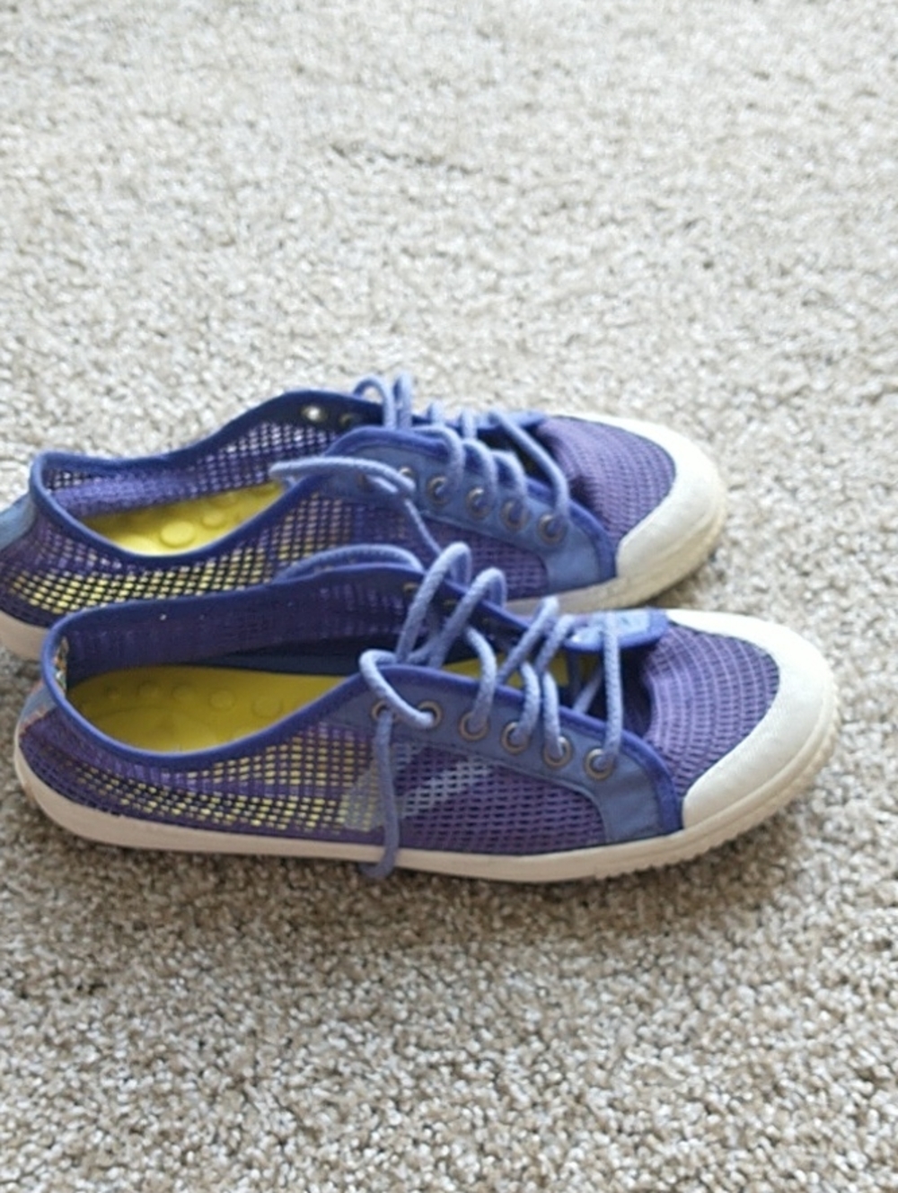 Tretorn Purple Mesh Lace-Up Sneakers with White Toe Cap